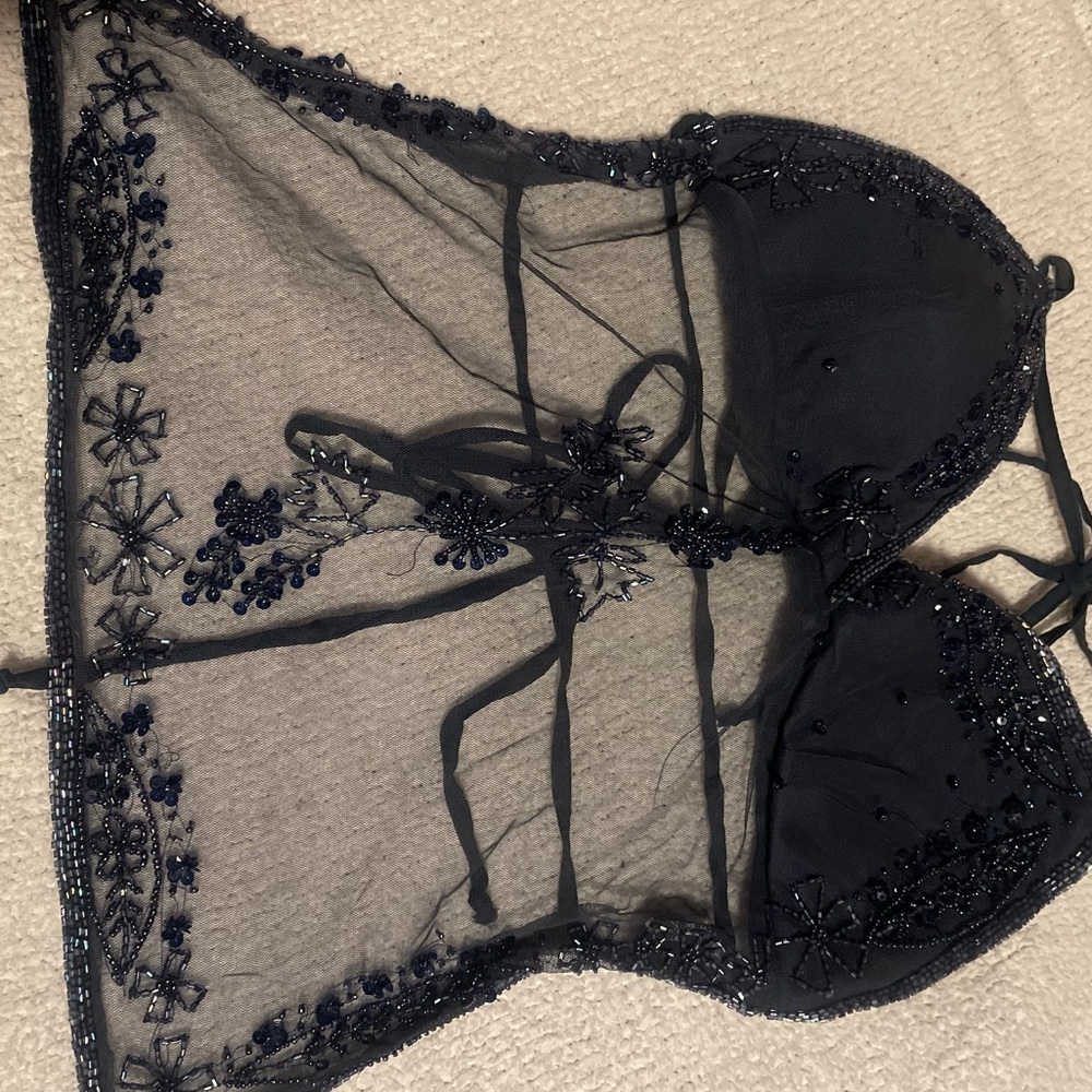 navy blue sequined going out top - Picture 4 of 5